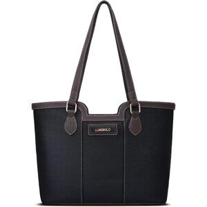 Vegan Leather Floral Print Tote Shoulder Bag for Women Black Stylish